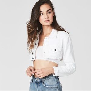 NWT LF Carmar White Cropped Denim Jacket